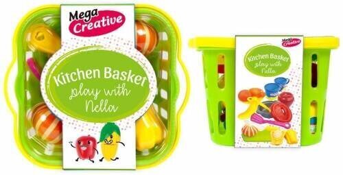Mängunõude ja juurviljade komplekt rohelises korvis Mega Creative, 16d hind ja info | Tüdrukute mänguasjad | kaup24.ee