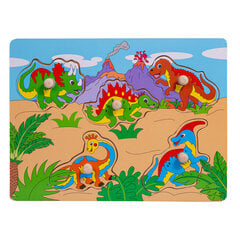 деревянный пазл - динозавры, 5 деталей цена и информация | Игрушки для малышей | kaup24.ee