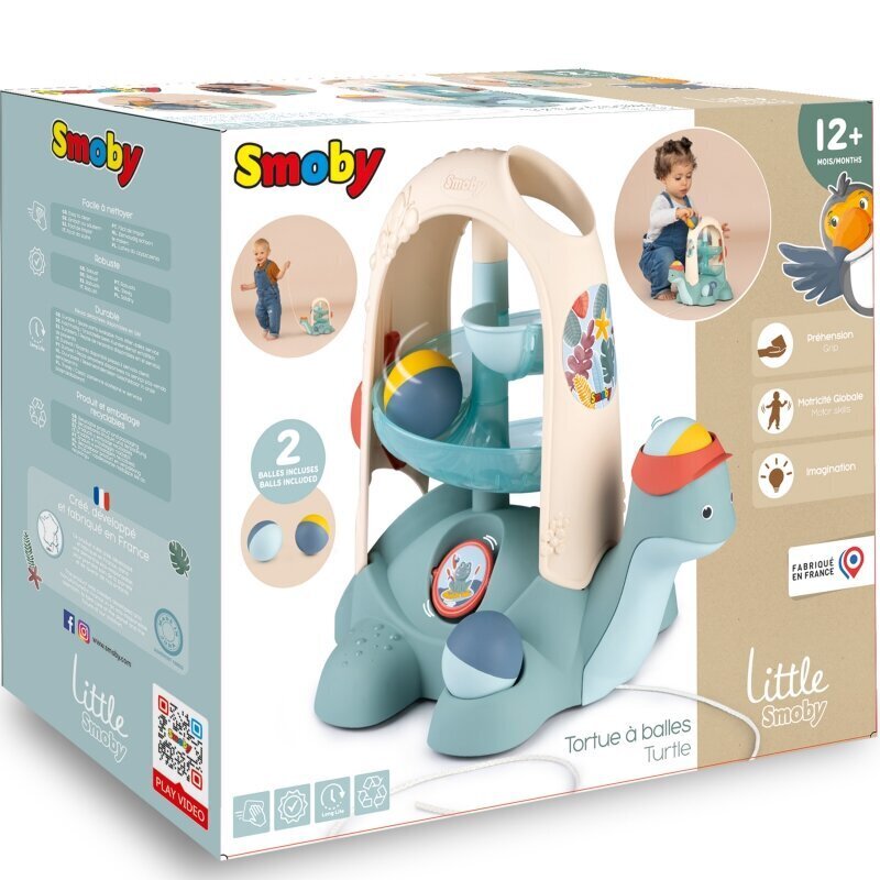 Kokkutõmmatav multifunktsionaalne mänguasi Smoby Little Turtle palli ja liumäega hind ja info | Imikute mänguasjad | kaup24.ee