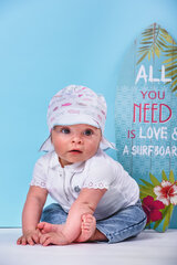 Тонкая хлопковая пляжная шапочка для девочек Jamiks JLB033, белая цена и информация | Шапки, перчатки, шарфы для девочек | kaup24.ee