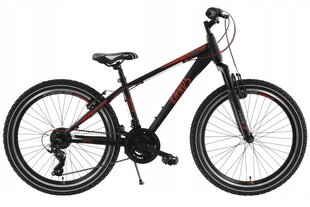 Laste jalgratas 9-12 a Lorenzo 24" 130-165 cm must/punane цена и информация | Велосипеды | kaup24.ee