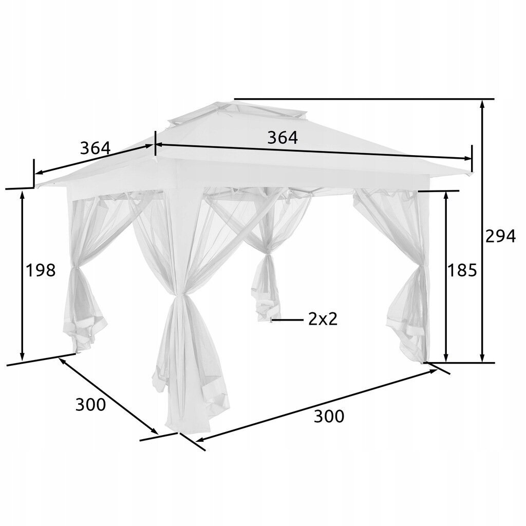 Aiapaviljon Fluxar, 3,64 x 3,64 x 2,94 m hind ja info | Varikatused ja aiapaviljonid | kaup24.ee