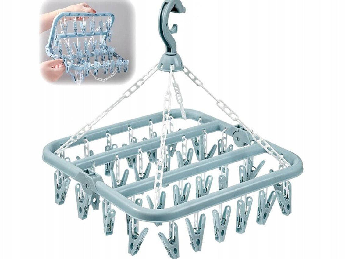 Riputatav kuivamishoidik sokkidele, aluspesule, riietele, 32 klambrist koosnev komplekt цена и информация | Rõivaste ja jalatsite hooldus | kaup24.ee