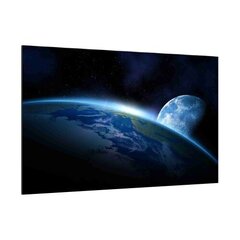 Klaasplaat COSMOS EARTH MOON NIGHT 60x40cm цена и информация | Картины, живопись | kaup24.ee