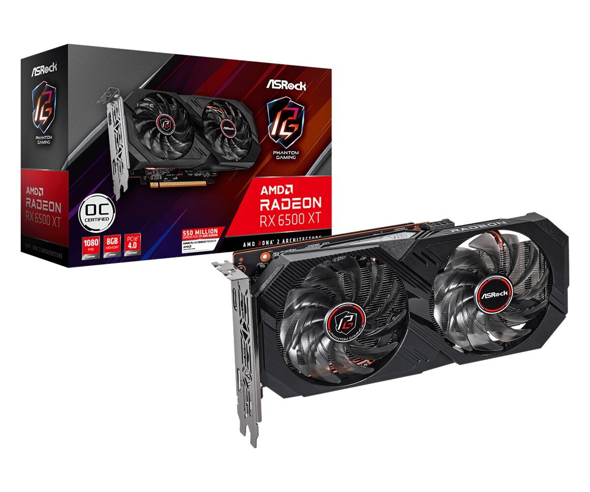 ASRock AMD Radeon RX 6500 XT Phantom Gaming OC (RX6500XT PG 8GO) hind ja info | Videokaardid (GPU) | kaup24.ee