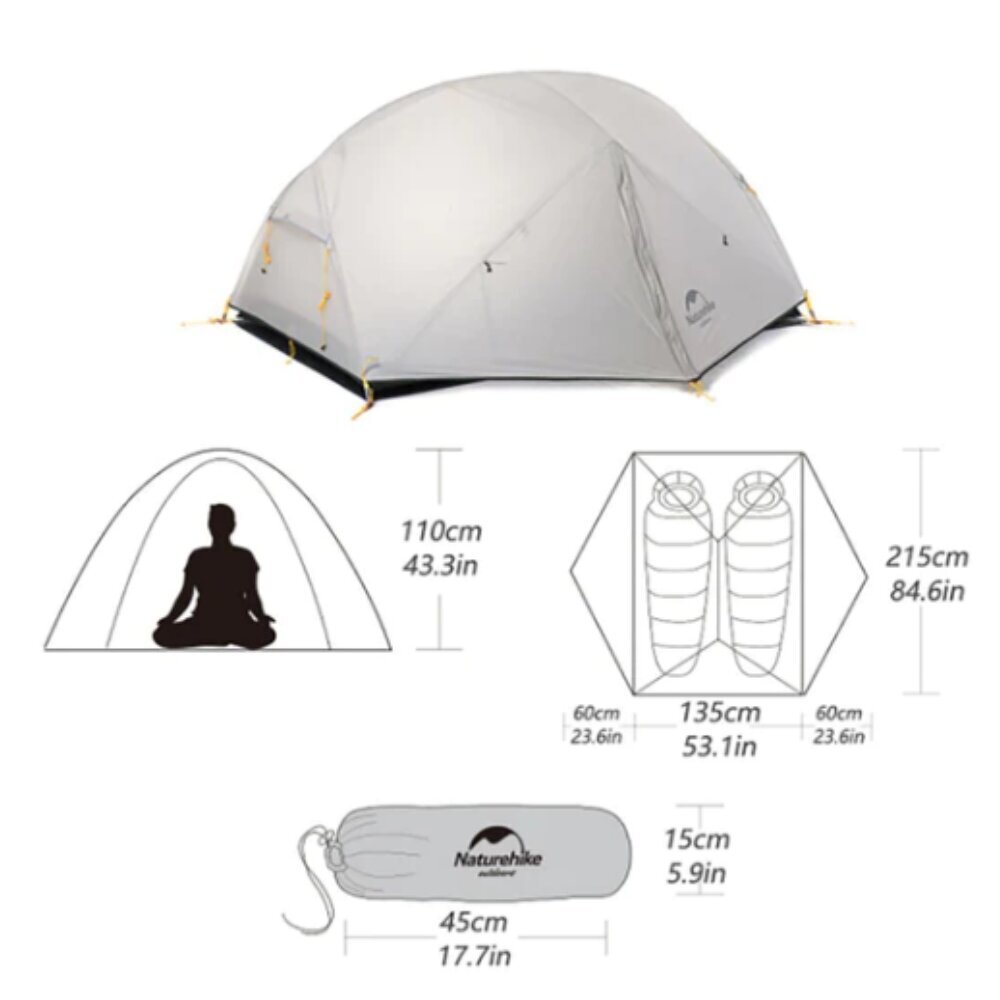 2 inimese telk mattidega Naturehike Mongar Ultralight, roheline hind ja info | Telgid | kaup24.ee