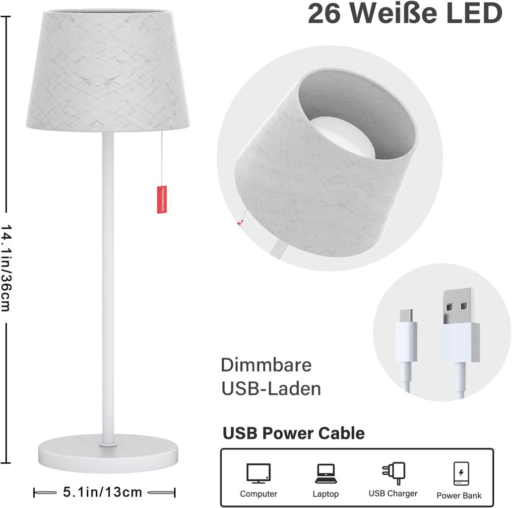 LED juhtmevaba laualamp, valge hind ja info | Laualambid | kaup24.ee