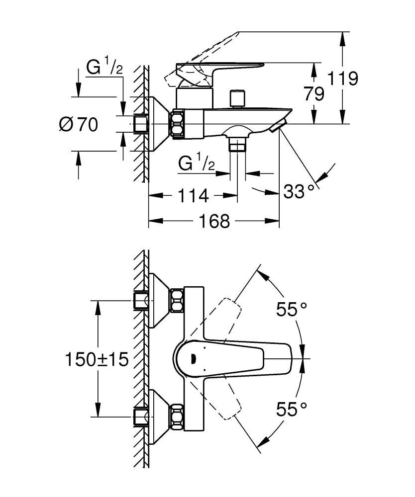 Grohe BauEdge, Vannisegisti kroomitud 23604001 hind ja info | Vannitoa segistid | kaup24.ee