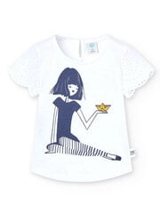 Boboli T-särk tüdrukutele 438061, valge hind ja info | Tüdrukute särgid | kaup24.ee