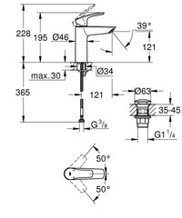 GROHE Размер смесителя для раковины eurosmart 1/2 дюйма m 23923003 цена и информация | Смесители | kaup24.ee