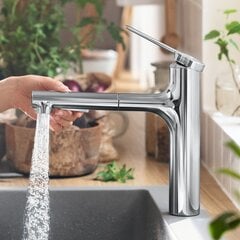 Hansgrohe Zesis M33 valamusegisti koos väljatõmmatava voolikuga, 74801000, kroom hind ja info | Vannitoa segistid | kaup24.ee