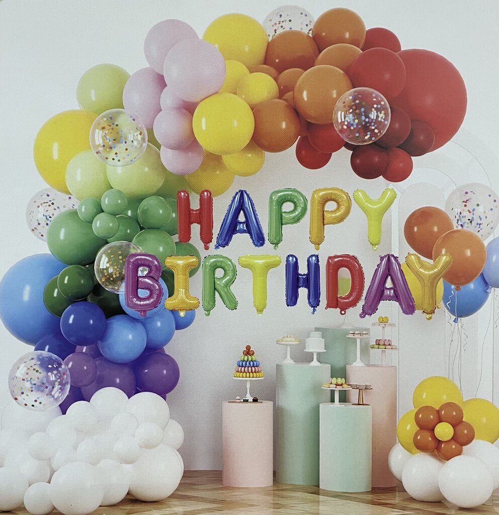 Komplekt õhupallide kaare tegemiseks Happy Birthday, 116 tk цена и информация | Õhupallid | kaup24.ee