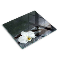 Klaasist Lõikelaud Valge lill Zen kivid, 60x52 cm hind ja info | Lõikelauad | kaup24.ee