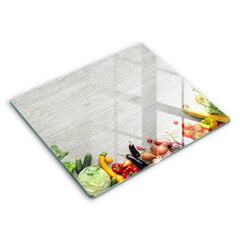 Klaasist Lõikelaud Köögiviljad laudadel, 60x52 cm hind ja info | Lõikelauad | kaup24.ee