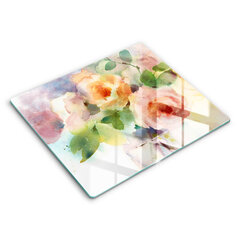 Klaasist Lõikelaud Maalitud lilled, 60x52 cm hind ja info | Lõikelauad | kaup24.ee