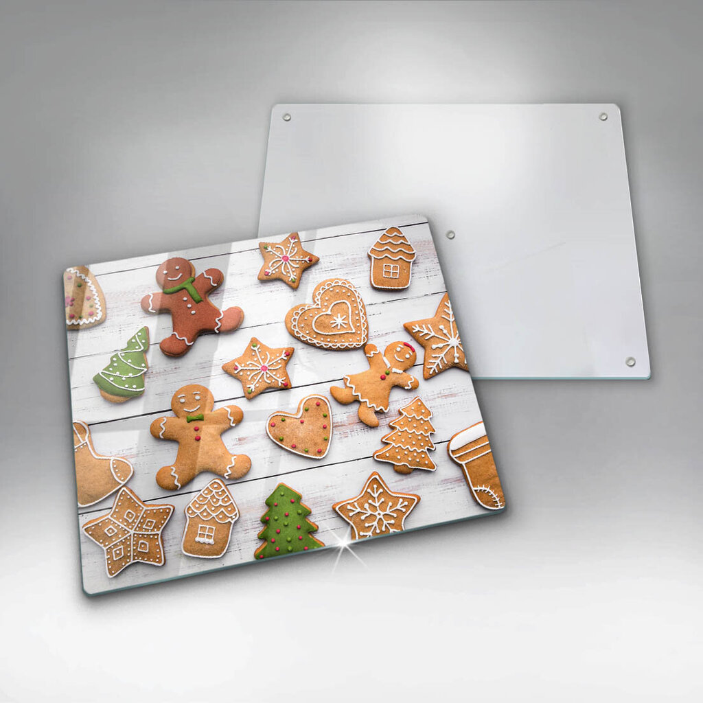 Klaasist Lõikelaud Jõulud piparkoogid, 60x52 cm цена и информация | Lõikelauad | kaup24.ee
