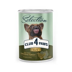 Club 4 Paws Premium konservpasteet täiskasvanud koertele kana- ja kalkunilihaga, 400 g hind ja info | Konservid koertele | kaup24.ee
