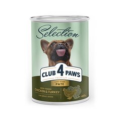 Club 4 Paws Premium консервированный паштет для взрослых собак с курицей и индейкой, 400 г цена и информация | Консервы для собак | kaup24.ee