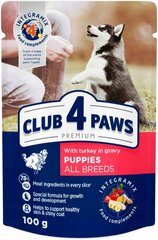 Club 4 Paws Premium Влажный корм для щенков - Индейка в соусе 24 х 100 г цена и информация | Консервы для собак | kaup24.ee
