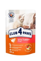 Club 4 Paws Premium влажный корм для котят - мясо индейки в желе, 80 г цена и информация | Сухой корм для кошек | kaup24.ee