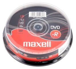 DVD-R диски MAXELL, 4,7ГБ, 16Х, 120 мин., 10 шт., в стопке цена и информация | Виниловые пластинки, CD, DVD | kaup24.ee