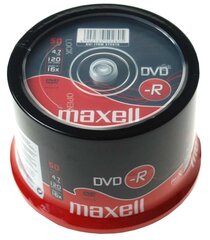 DVD-R plaadid MAXELL, 4,7 GB, 16X, 120 min., 50 tk., virnas hind ja info | Vinüülplaadid, CD, DVD | kaup24.ee