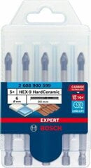 Сверло по керамике Bosch Expert Hex-9 HardCeramic, 5 шт. цена и информация | Механические инструменты | kaup24.ee