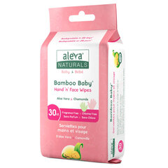 ALEVA Бамбуковые влажные салфетки для мытья рук и лица для младенцев 30 штук цена и информация | Влажные салфетки | kaup24.ee
