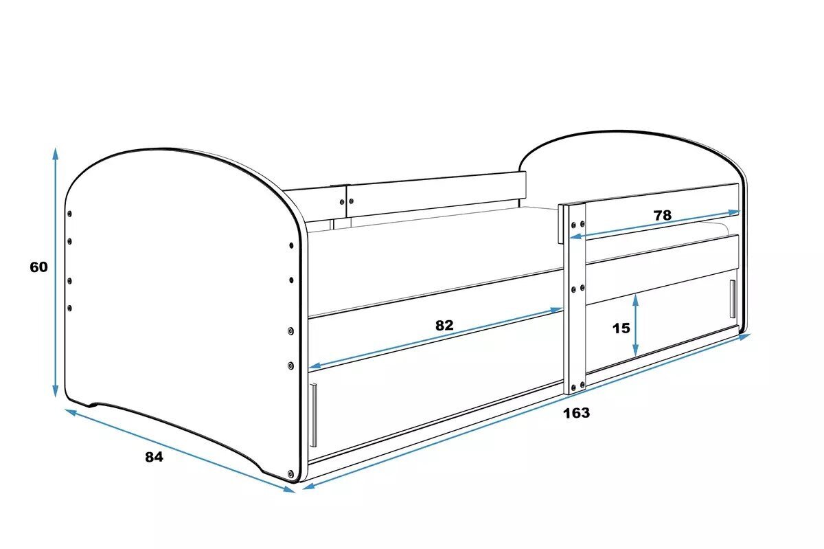 Tüdrukute lastevoodi madratsi ja aluslaatikuga 160x80cm valge цена и информация | Lastevoodid | kaup24.ee