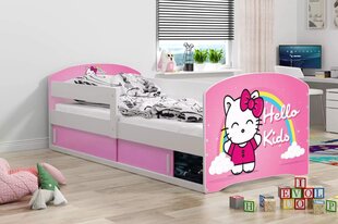 Laste voodi Cat madratsi ja sahtlitega 160x80cm roosa цена и информация | Детские кровати | kaup24.ee