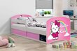 Laste voodi Cat madratsi ja sahtlitega 160x80cm roosa hind ja info | Lastevoodid | kaup24.ee