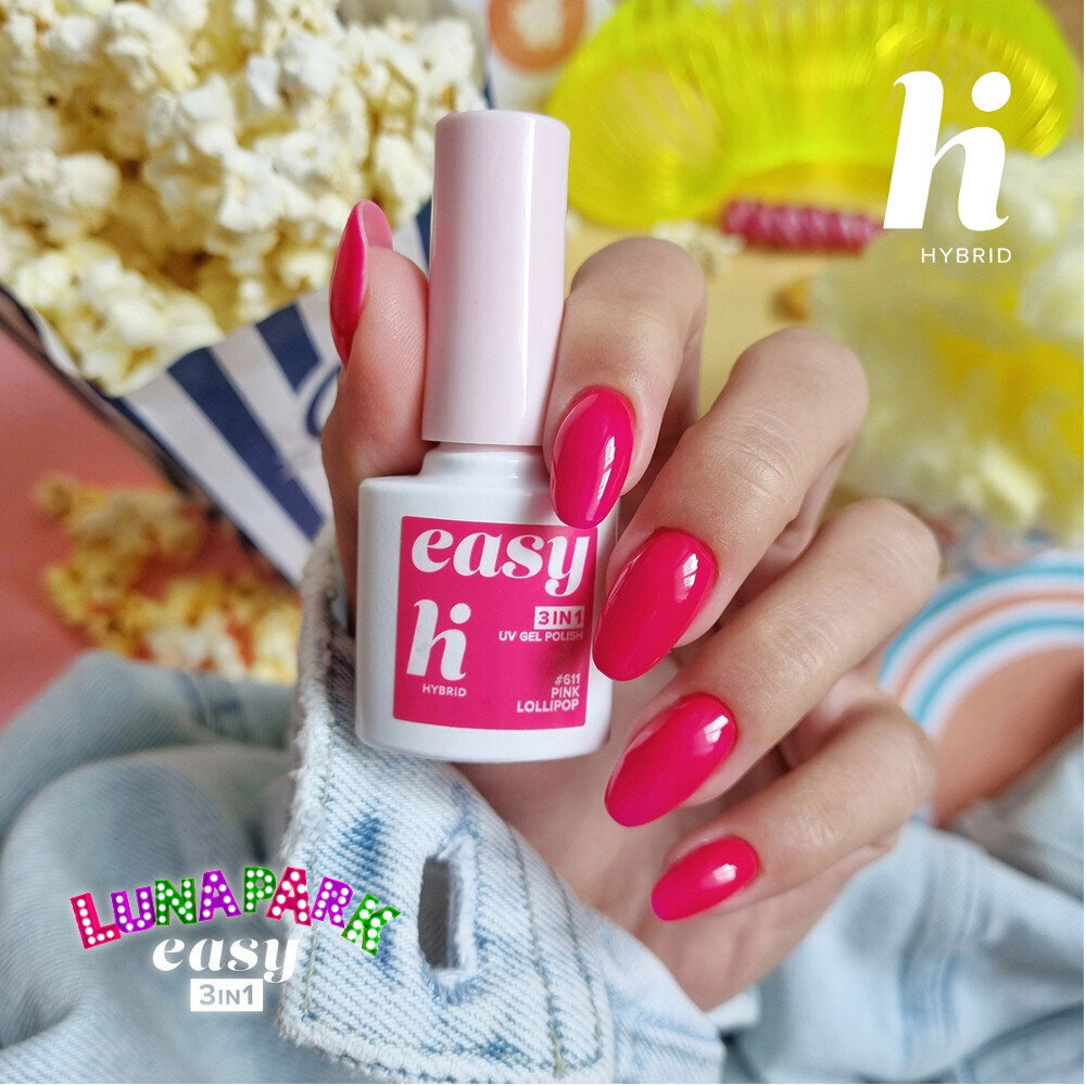 Hübriid küünelakk Hi Hybrid Easy 3in1, 611 Pink Lollipop, 5 ml hind ja info | Küünelakid, küünetugevdajad | kaup24.ee