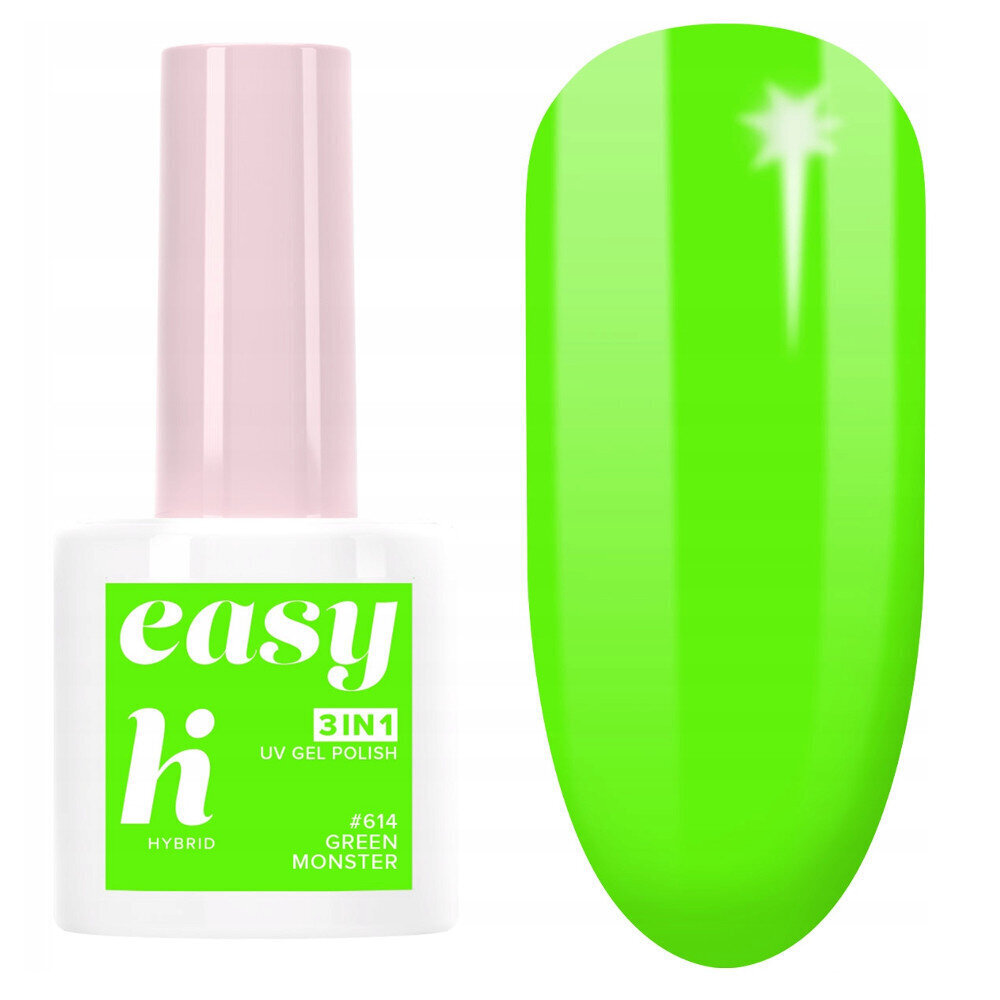 Hübriid küünelakk Hi Hybrid Easy 3in1, 614 Green Monster, 5 ml hind ja info | Küünelakid, küünetugevdajad | kaup24.ee