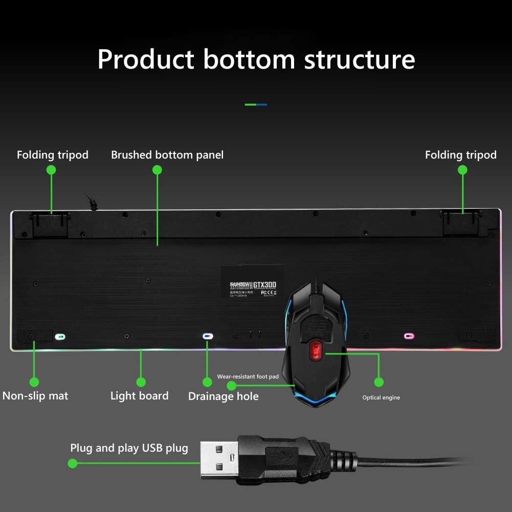 Limeide GTX300 Juhtmega USB LED-klaviatuur hiirega, valge hind ja info | Klaviatuurid | kaup24.ee