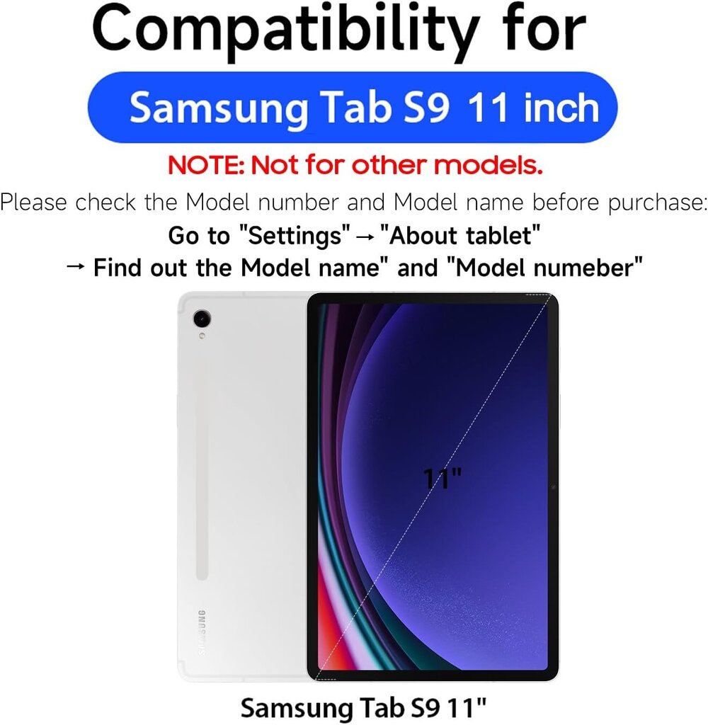 Duzzona Samsung Galaxy Tab S9 jaoks, 11 tolli цена и информация | Tahvelarvuti kaaned ja kotid | kaup24.ee