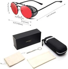 Солнцезащитные очки ANDOILT в стиле стимпанк, красные, UV400 цена и информация | Солнцезащитные очки для мужчин | kaup24.ee