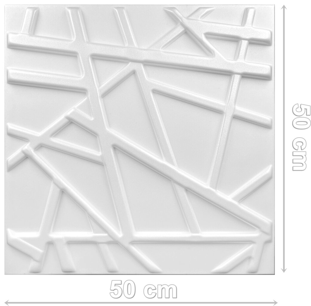 3D lae- ja seinapaneelid Deccart Line, 50x50 cm, 12 tk, valge hind ja info | Lae-, seinakaunistus elemendid | kaup24.ee