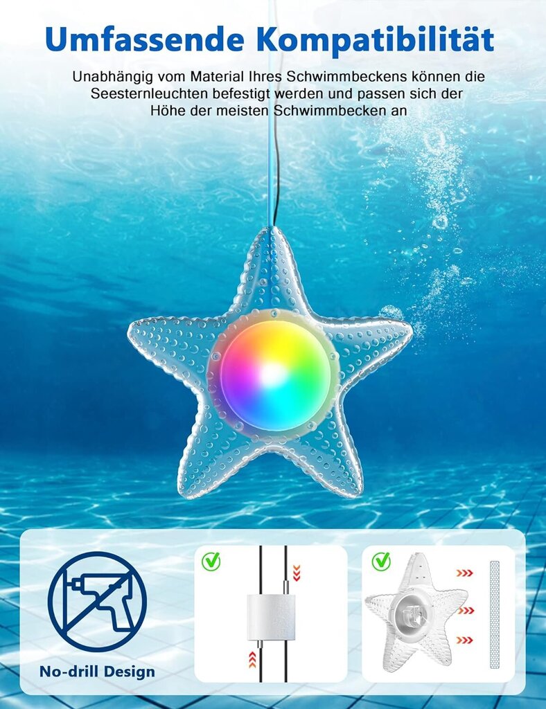 Dansioye LF-7218 LED RGB star basseinilamp, 10 W цена и информация | Aia- ja õuevalgustid | kaup24.ee