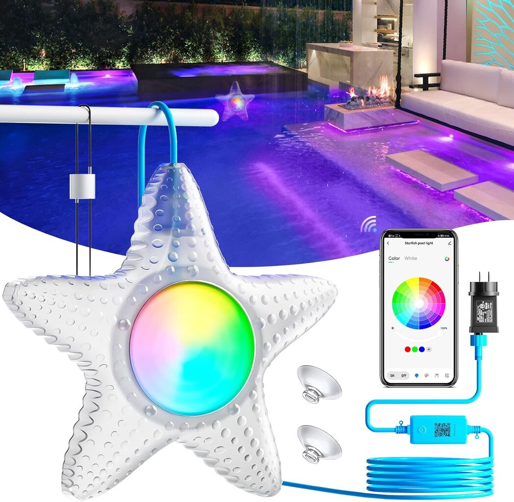 Dansioye LF-7218 LED RGB star basseinilamp, 10 W цена и информация | Aia- ja õuevalgustid | kaup24.ee