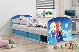 Lastevoodi Snowy madratsi ja voodipõhjaga, 160x80cm, sinine цена и информация | Детские кровати | kaup24.ee