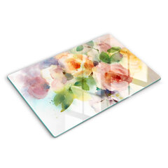 Klaasist Lõikelaud Maalitud lilled, 80x52 cm hind ja info | Lõikelauad | kaup24.ee