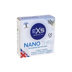 Ультратонкие презервативы EXS nano thin ultra, веганские, 3 шт. цена и информация | Презервативы | kaup24.ee
