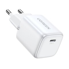 Мини быстрое зарядное устройство, Ugreen CD3191, GaN 1x USB-C 30 Вт, PD, белый цена и информация | Зарядные устройства для телефонов | kaup24.ee