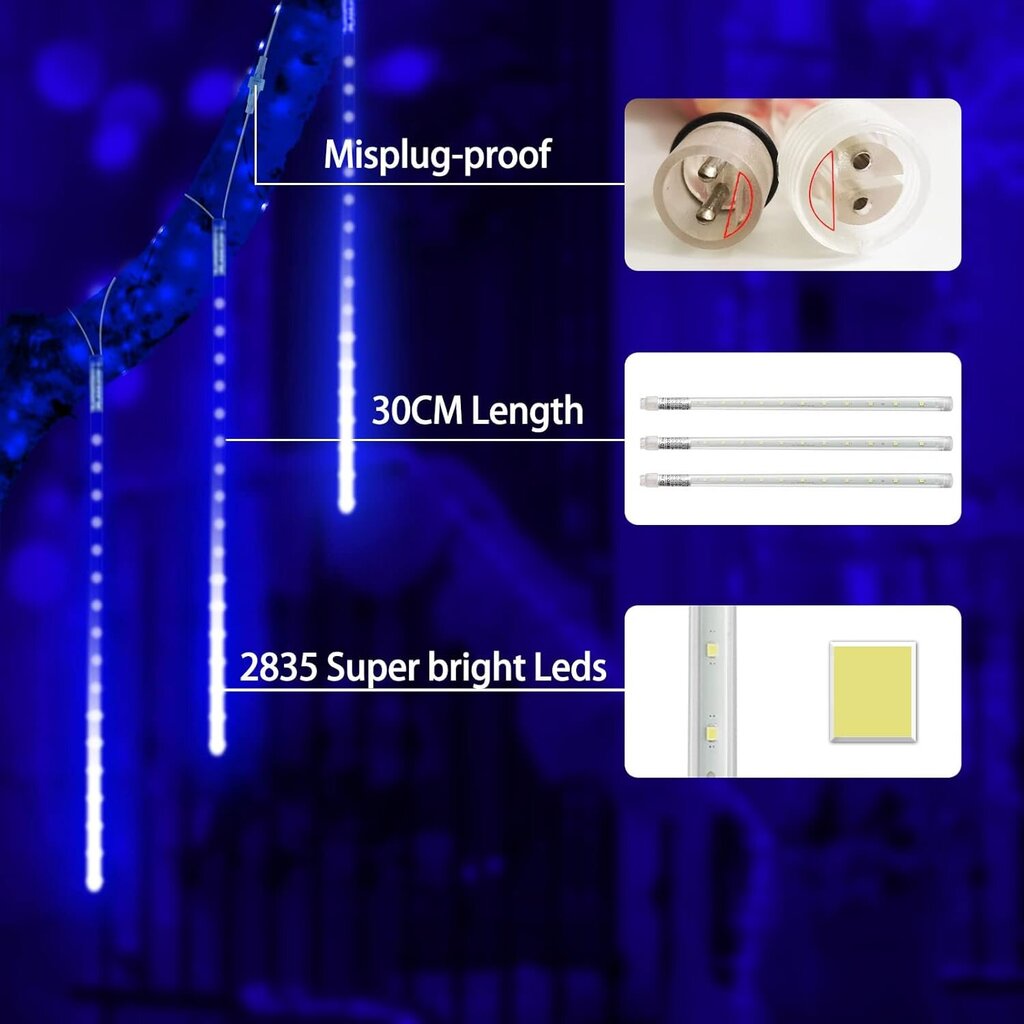 Aneeway LED lambid, meteoriidisadu, 10 tk, 50cm цена и информация | Aia- ja õuevalgustid | kaup24.ee