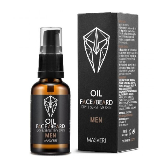Habeme- ja näoõli Masveri Face Beard Oil Dry & Sensitive Skin, 30ml hind ja info | Raseerimisvahendid | kaup24.ee