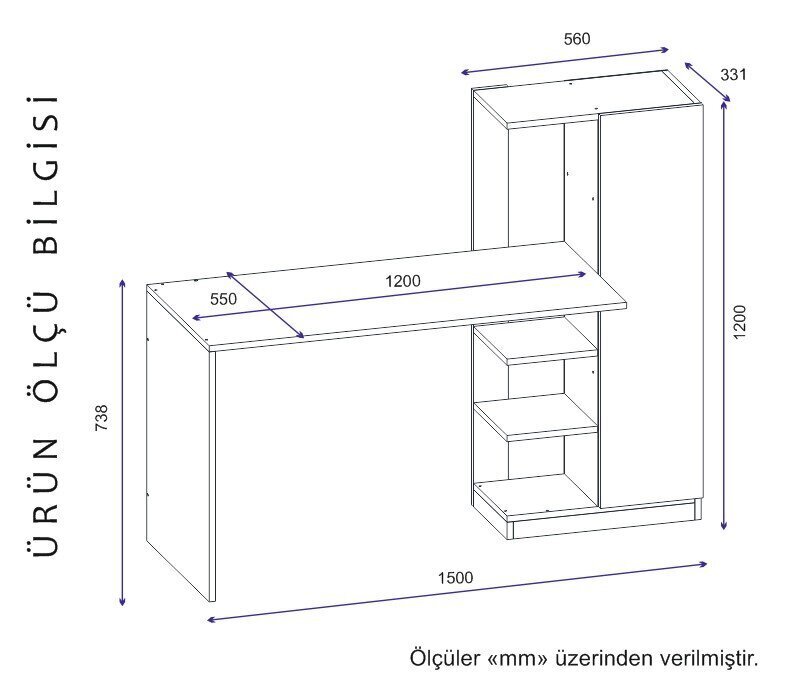 2-osaline kirjutuslaua komplekt Kalune Design Yagiz, hall hind ja info | Arvutilauad, kirjutuslauad | kaup24.ee