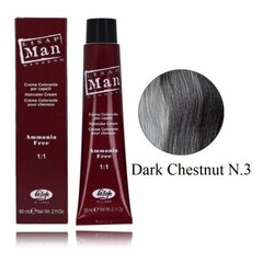 Juuksevärv meestele Lisap Man Hair Color, Dark Chestnut N.3, 60 ml hind ja info | Juuksevärvid | kaup24.ee