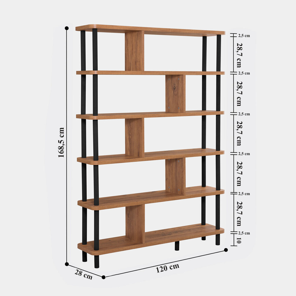 Raamaturiiul Meta, pruun/must hind ja info | Riiulid | kaup24.ee
