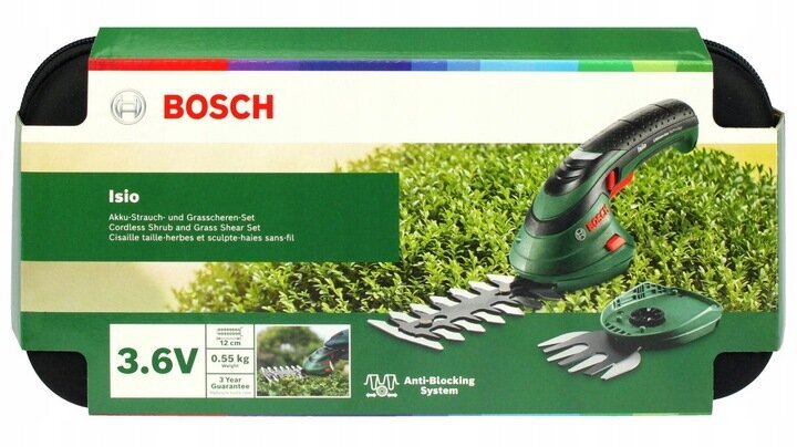 Juhtmeta muru-/aiakäärid Bosch 12 cm 3,6 V hind ja info | Heki- ja võsalõikurid | kaup24.ee