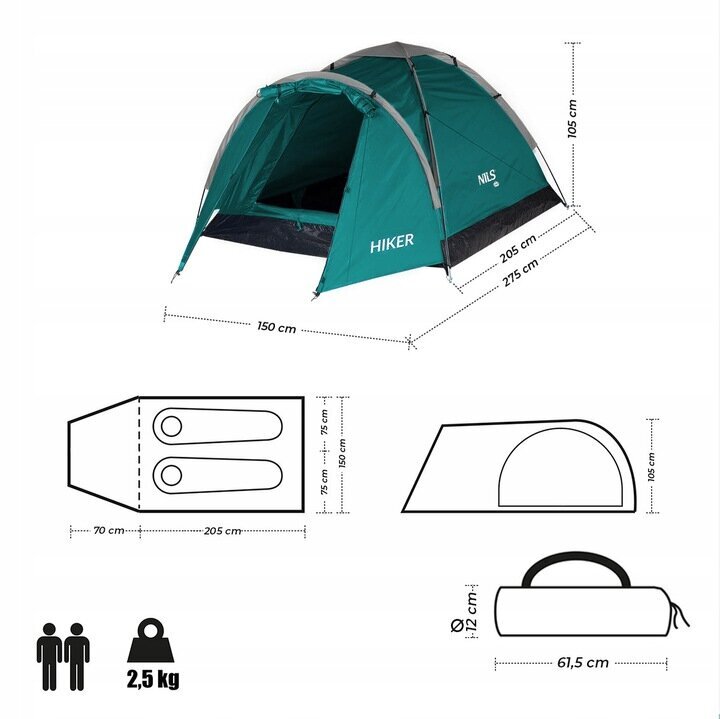 Telk Nils camp NC6010-2, roheline цена и информация | Telgid | kaup24.ee